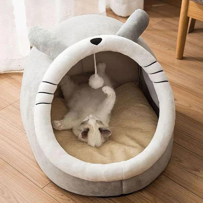 PawsyMeowy™ Cozy Cartoon Cat Bed