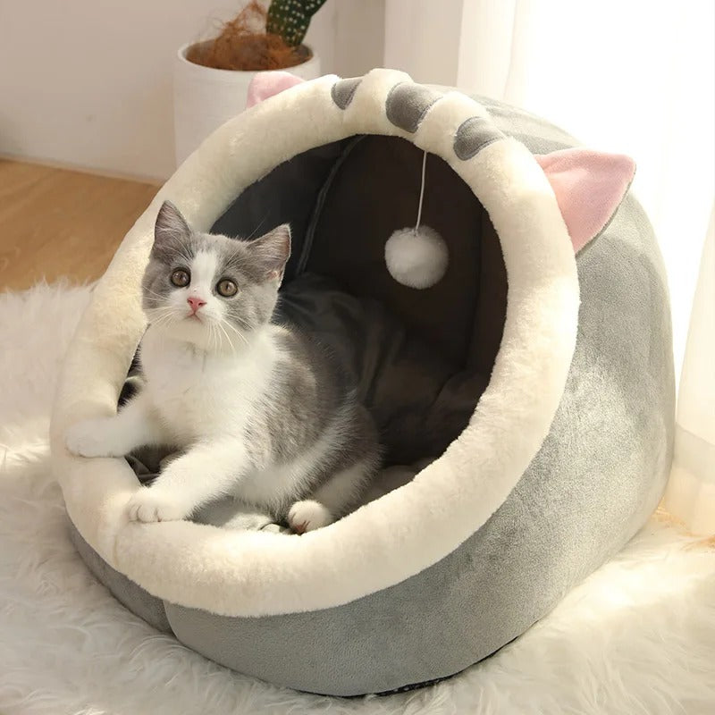 PawsyMeowy™ Cozy Cartoon Cat Bed