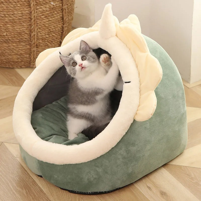 PawsyMeowy™ Cozy Cartoon Cat Bed