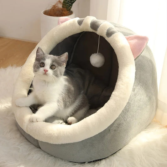 PawsyMeowy™ Cozy Cartoon Cat Bed